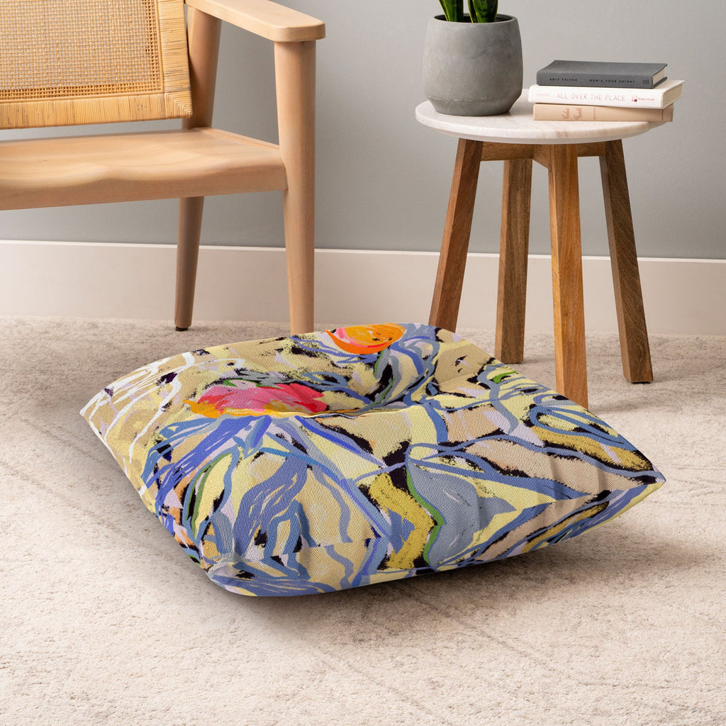 83 Oranges Blooms in The Butter Forest Floor Pillow Square