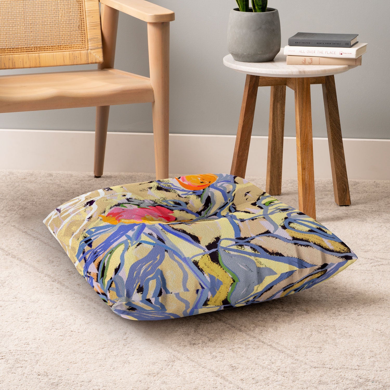 83 Oranges Blooms in The Butter Forest Floor Pillow Square