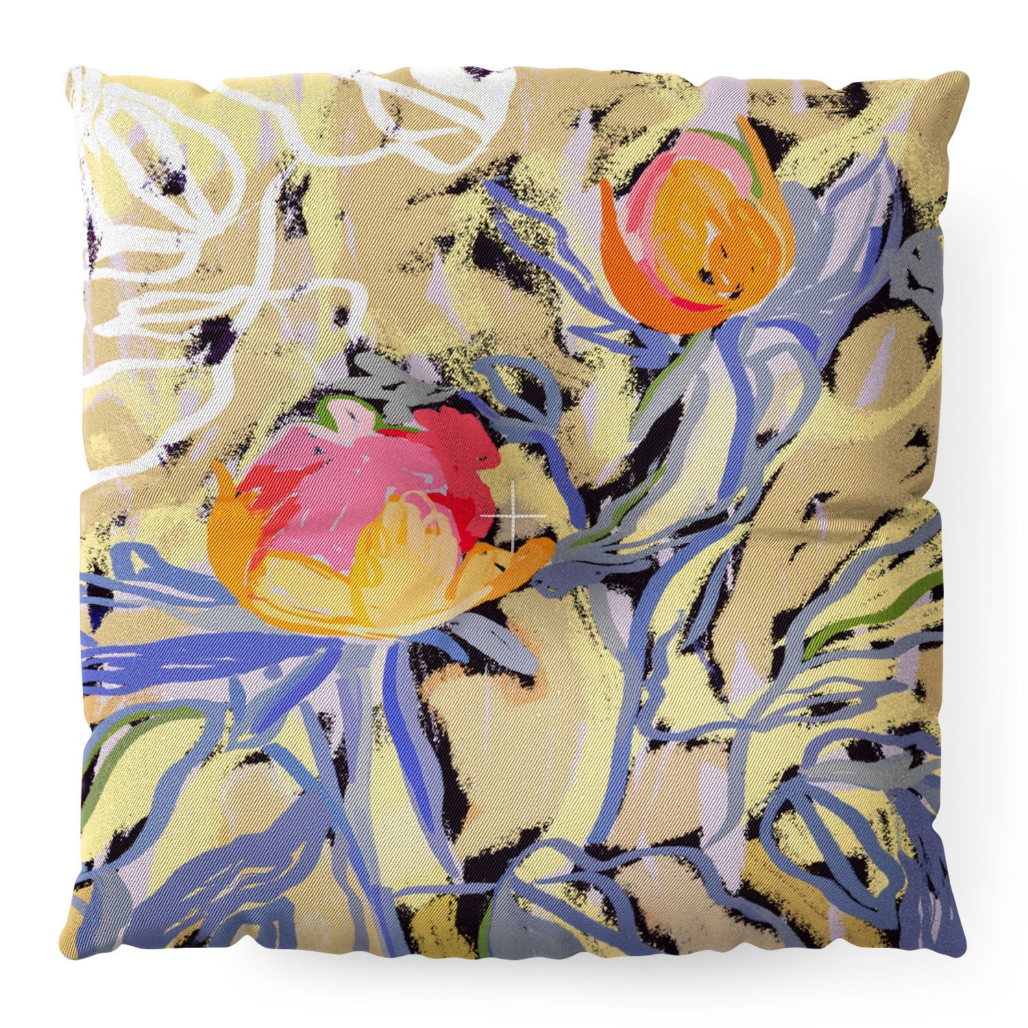 83 Oranges Blooms in The Butter Forest Floor Pillow Square