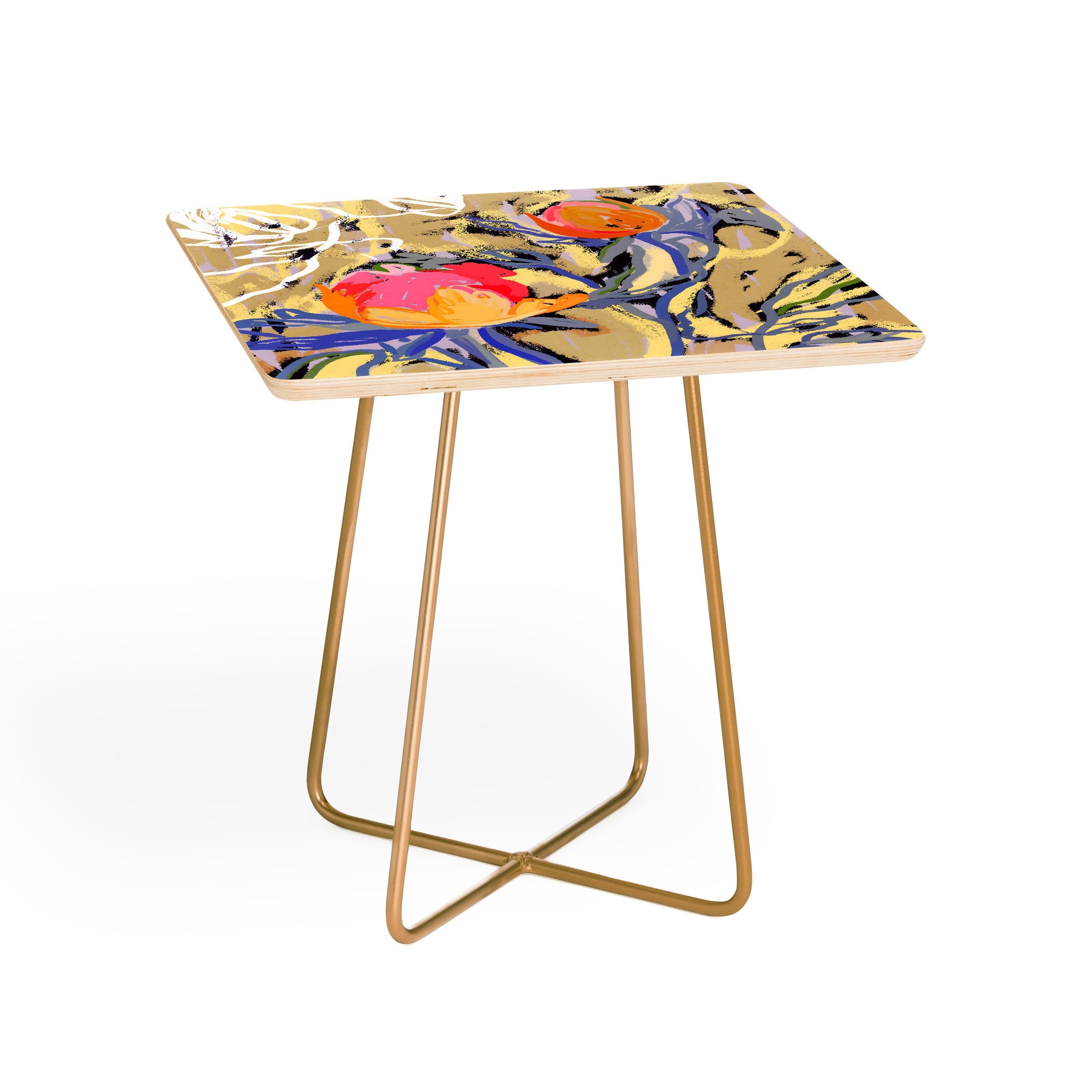 83 Oranges Blooms in The Butter Forest Side Table