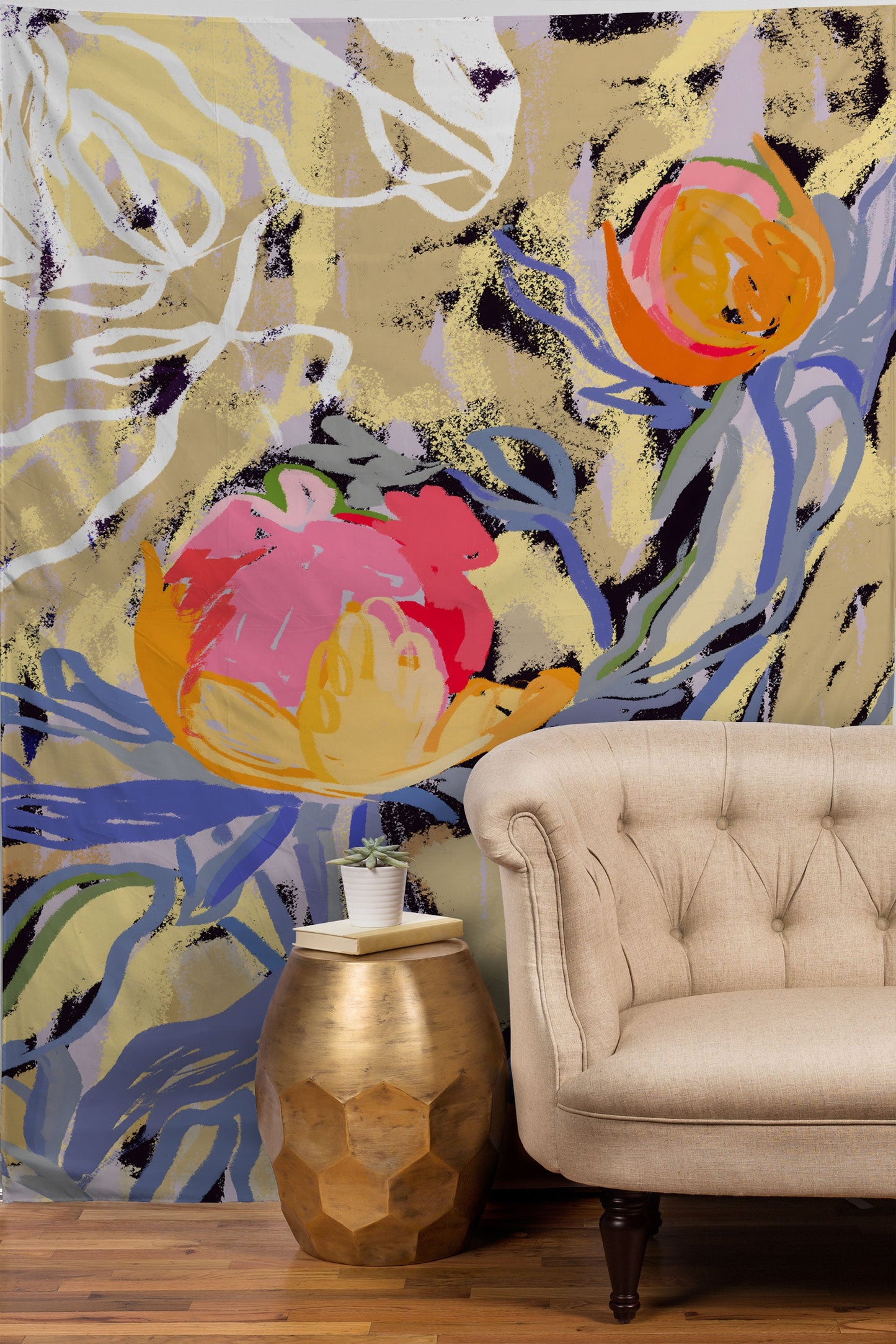 83 Oranges Blooms in The Butter Forest Tapestry