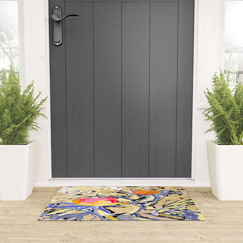 83 Oranges Blooms in The Butter Forest Welcome Mat