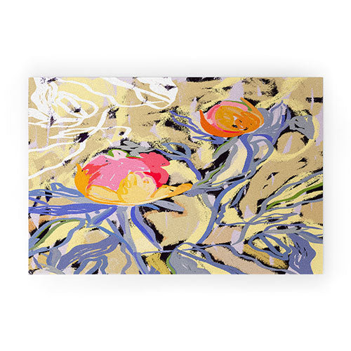 83 Oranges Blooms in The Butter Forest Welcome Mat