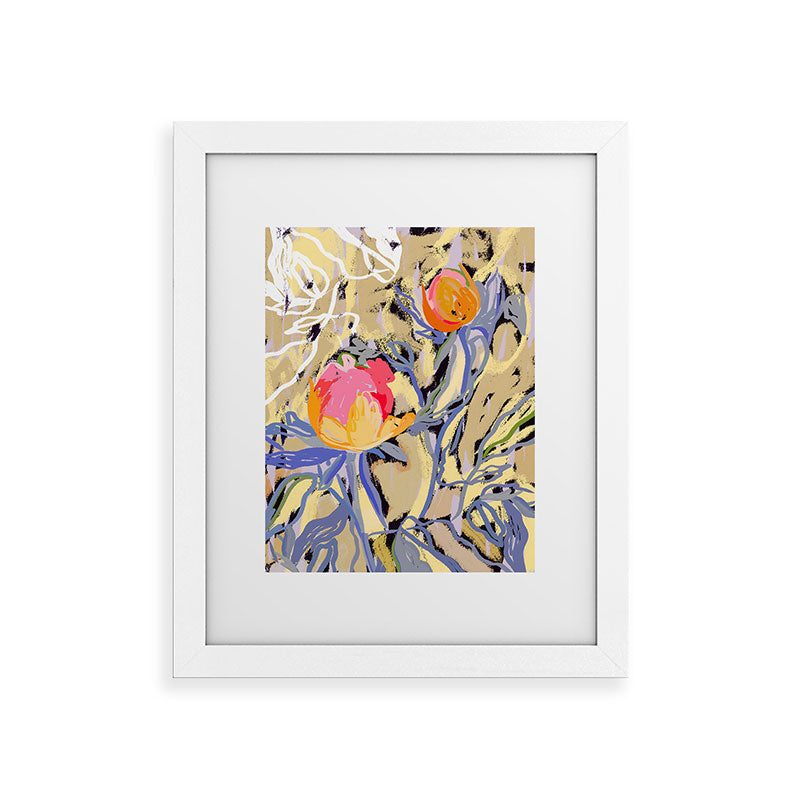 83 Oranges Blooms in The Butter Forest Framed Art Print