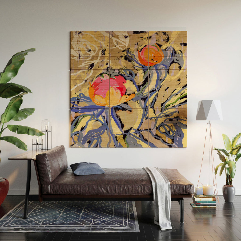 83 Oranges Blooms in The Butter Forest Wood Wall Mural