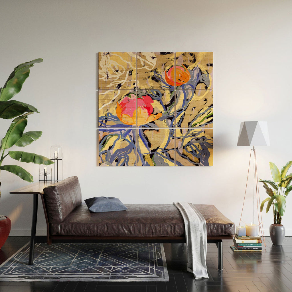 83 Oranges Blooms in The Butter Forest Wood Wall Mural
