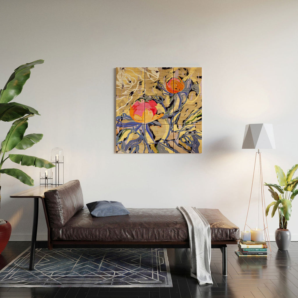 83 Oranges Blooms in The Butter Forest Wood Wall Mural