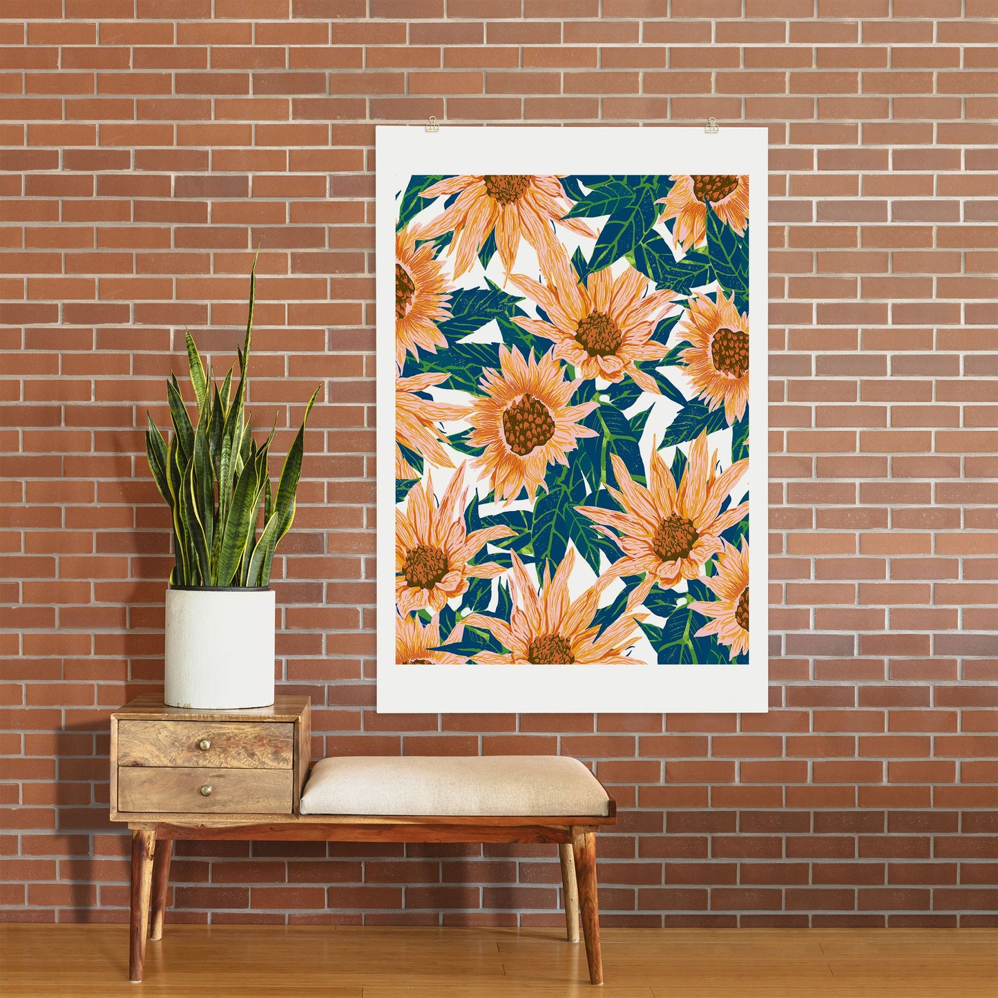 83 Oranges Blush Sunflowers Art Print