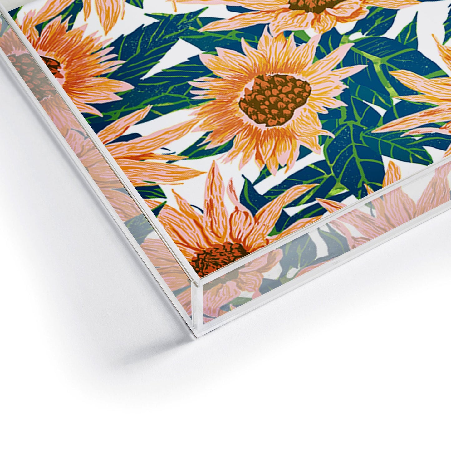 83 Oranges Blush Sunflowers Acrylic Tray
