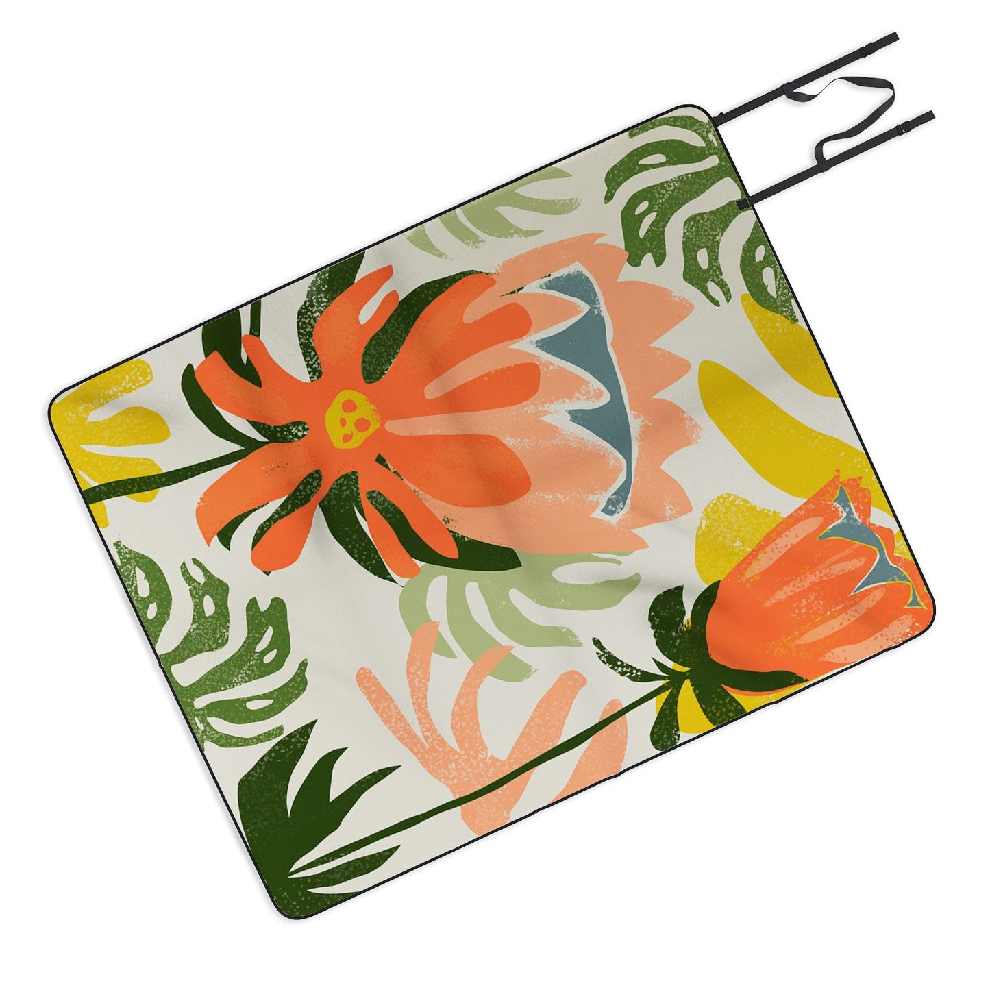 83 Oranges Flowers Rain Summer Floral Picnic Blanket