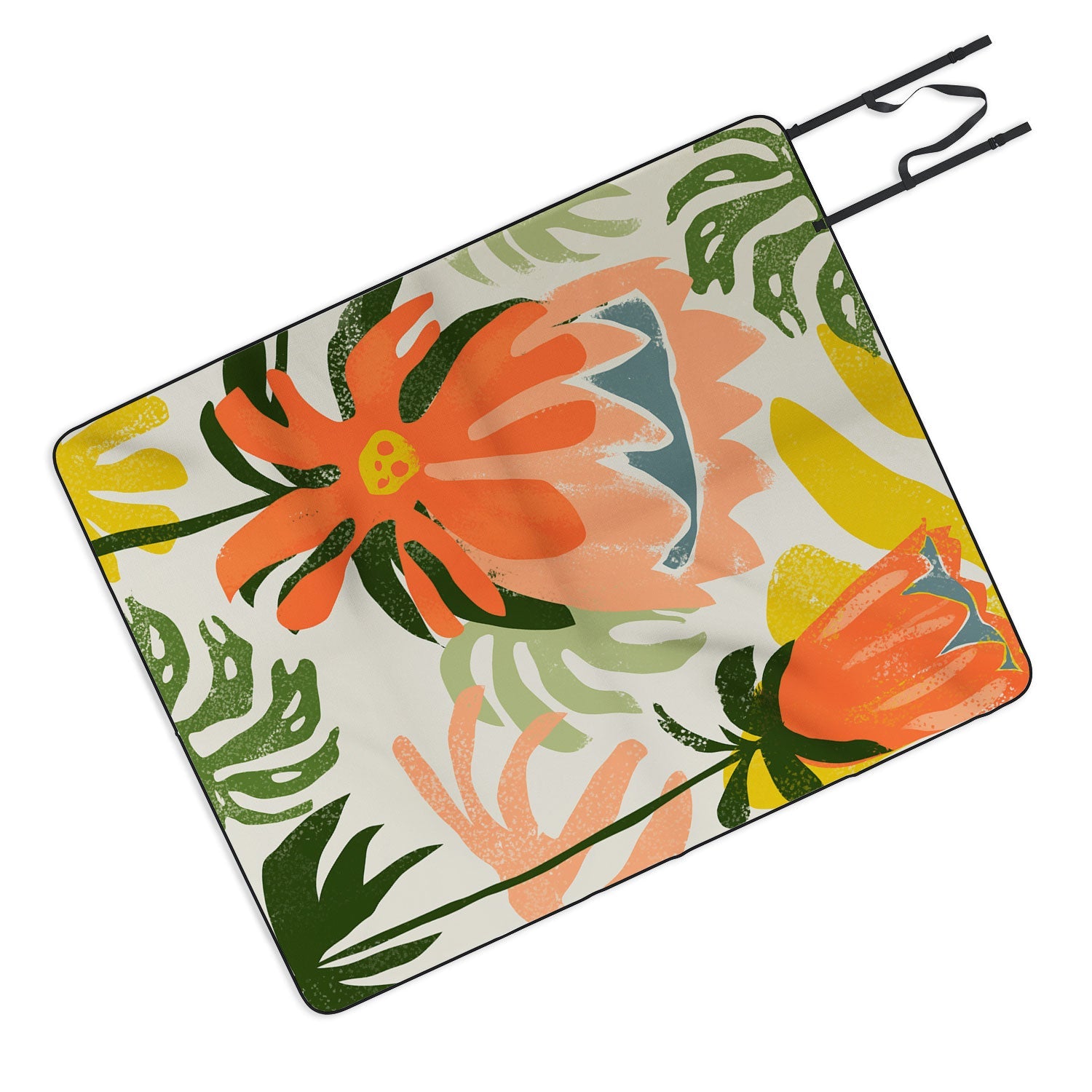 83 Oranges Flowers Rain Summer Floral Picnic Blanket