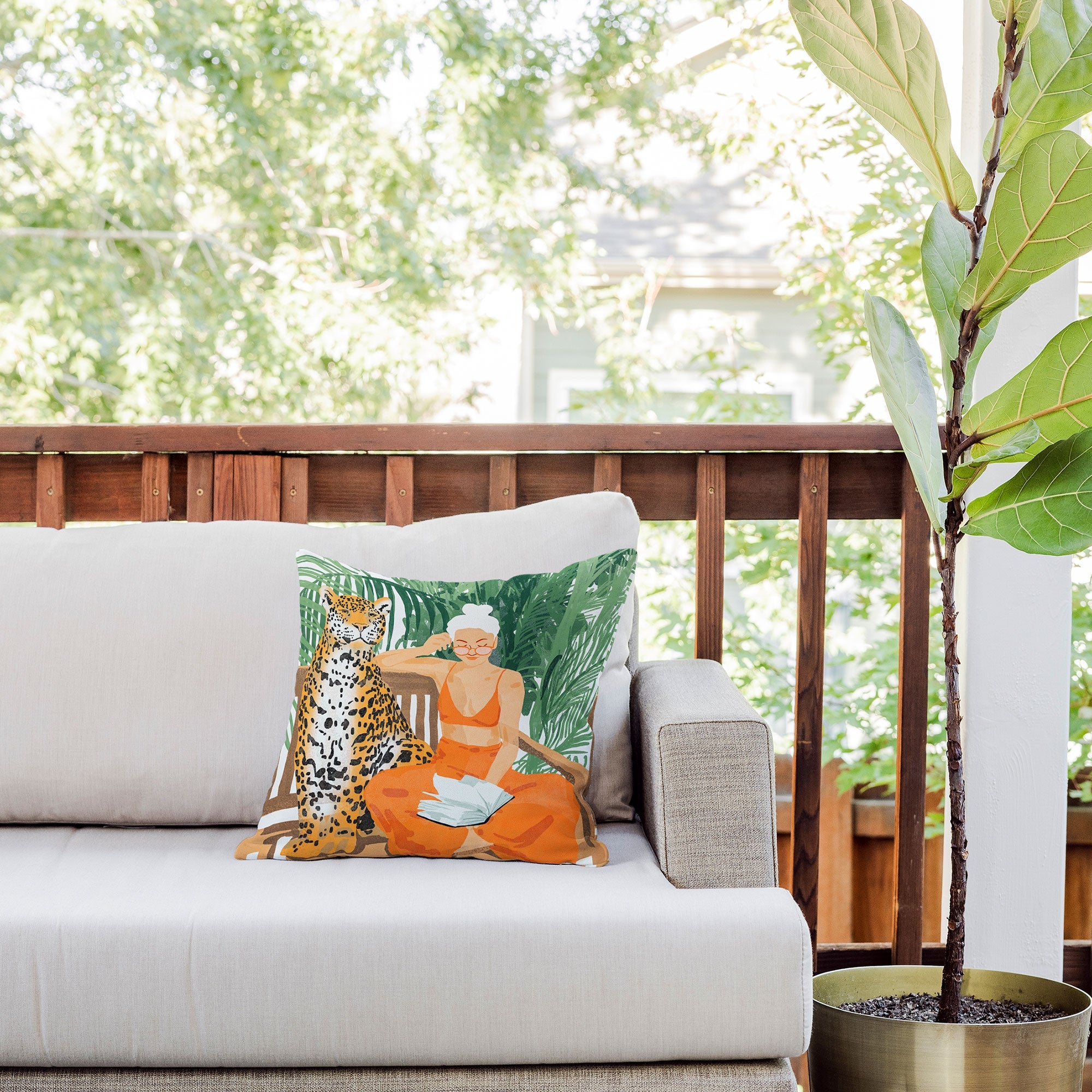 83 Oranges Jungle Vacay Outdoor Throw Pillow
