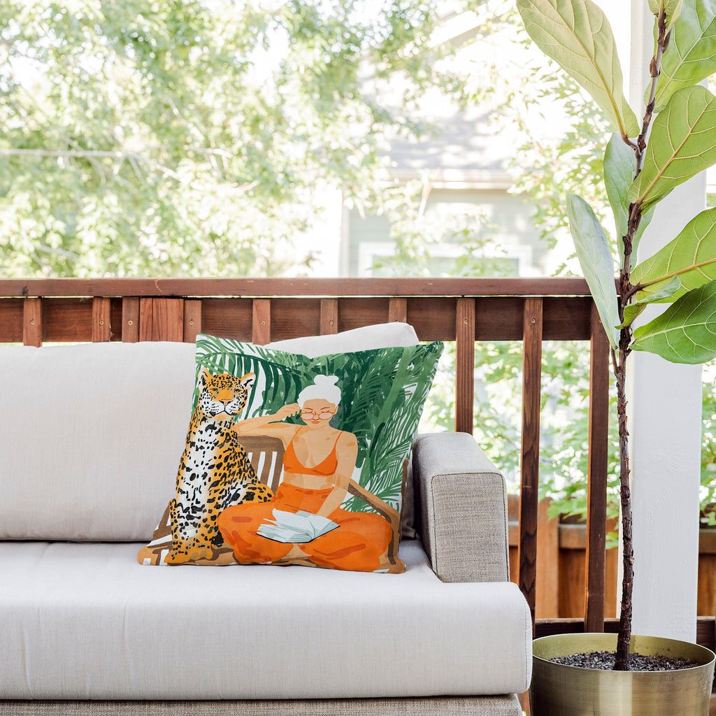 83 Oranges Jungle Vacay Outdoor Throw Pillow