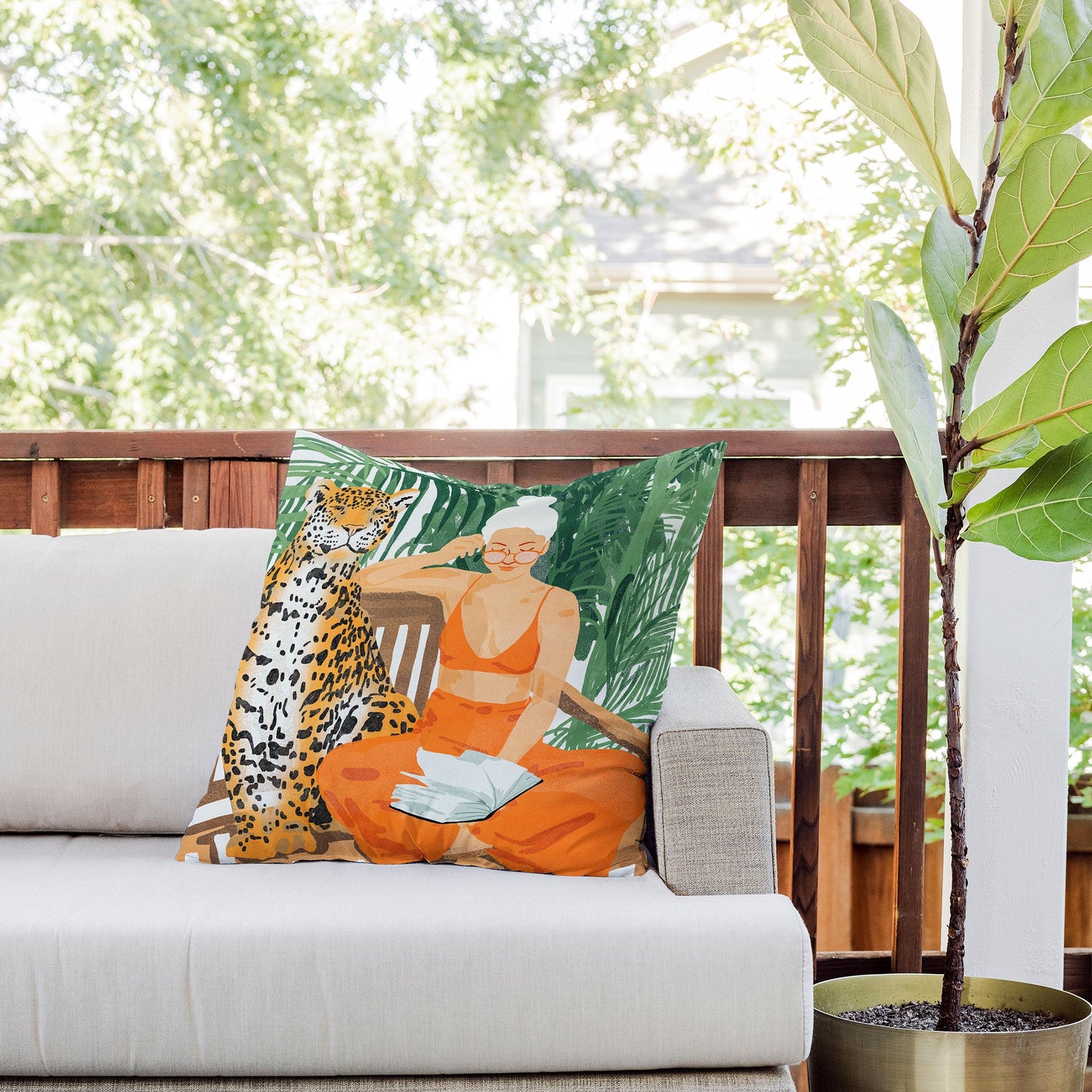 83 Oranges Jungle Vacay Outdoor Throw Pillow