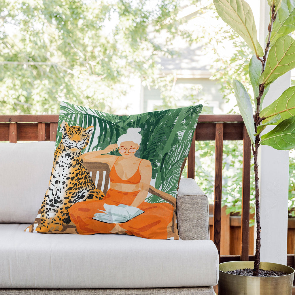 83 Oranges Jungle Vacay Outdoor Throw Pillow