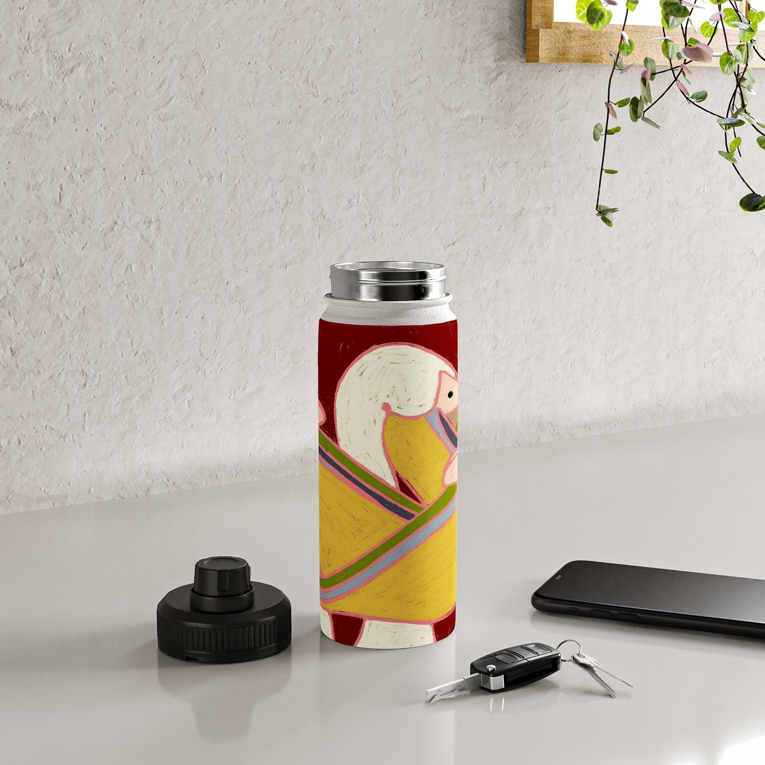 83 Oranges Pelicans Of The Burgundy Sky Water Bottle