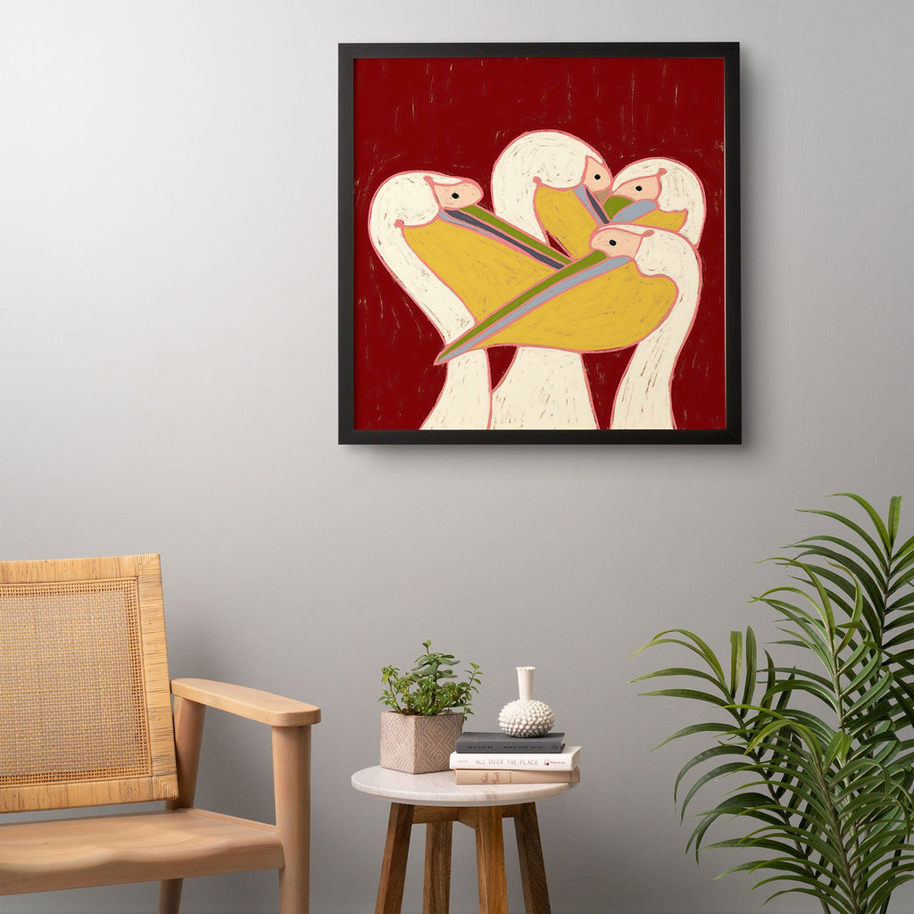 83 Oranges Pelicans Of The Burgundy Sky Framed Wall Art