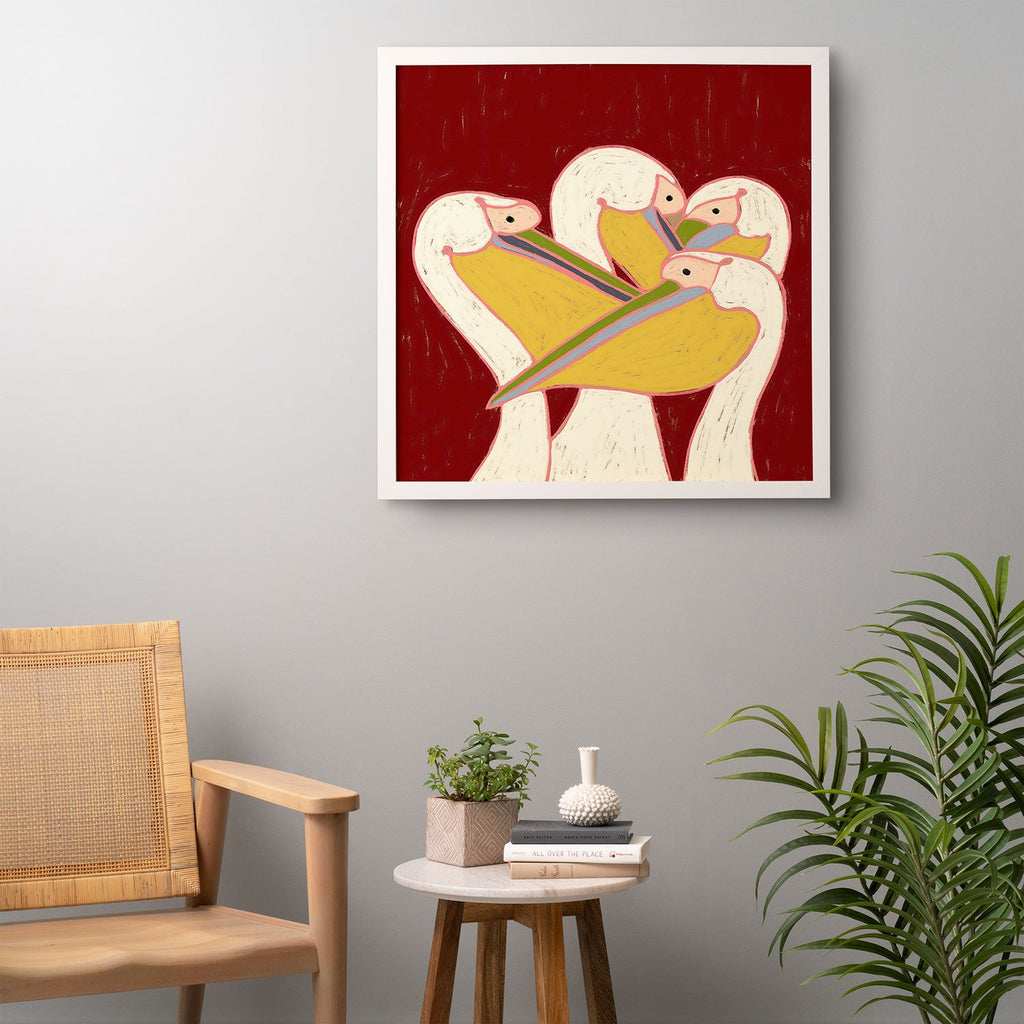 83 Oranges Pelicans Of The Burgundy Sky Framed Wall Art