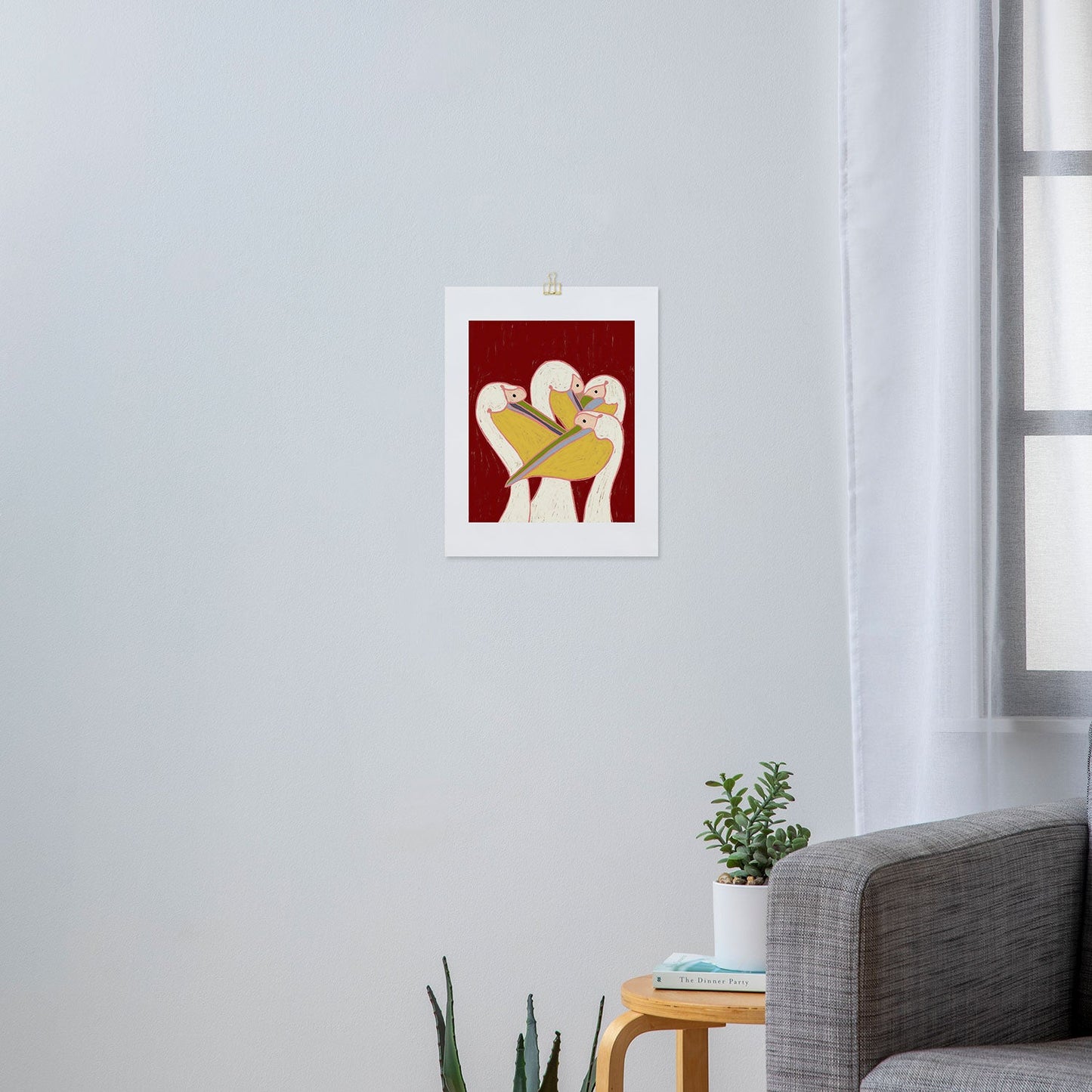 83 Oranges Pelicans Of The Burgundy Sky Art Print