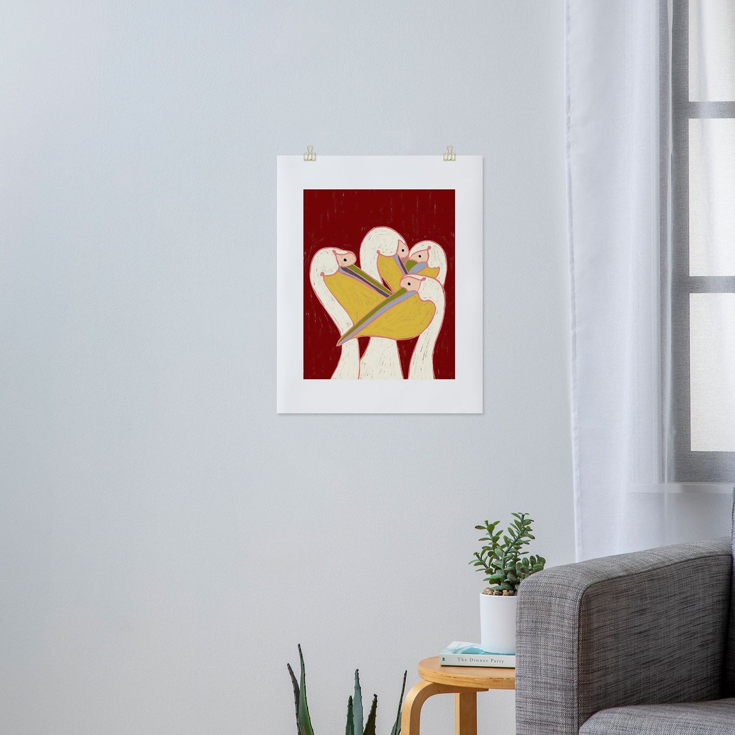 83 Oranges Pelicans Of The Burgundy Sky Art Print