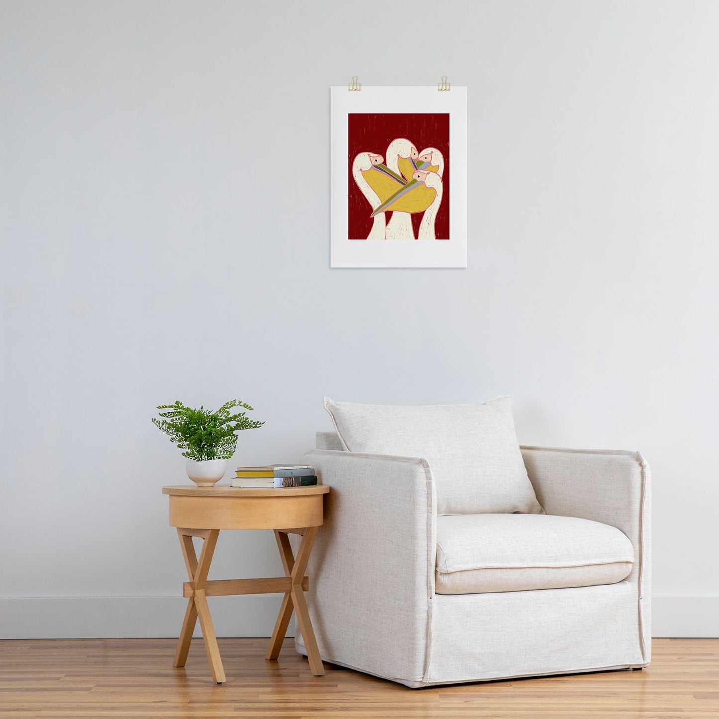83 Oranges Pelicans Of The Burgundy Sky Art Print