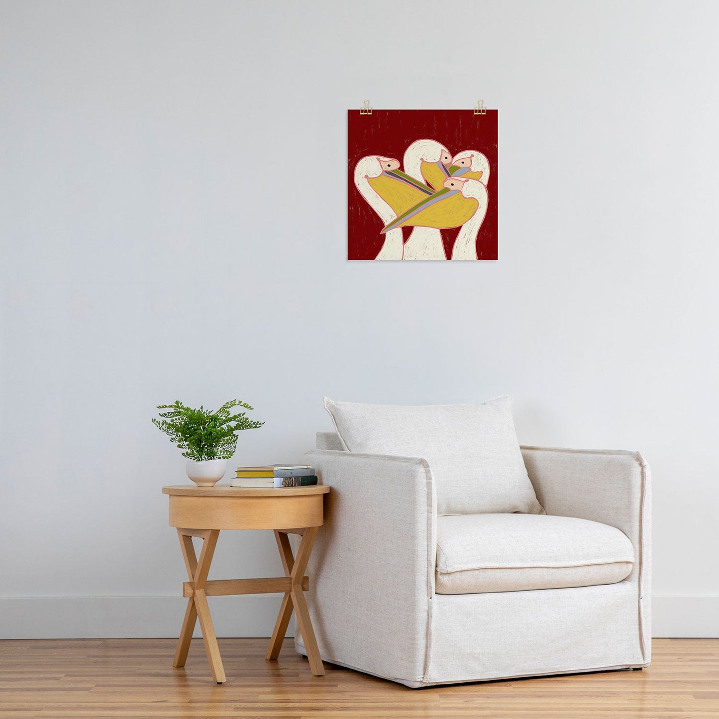 83 Oranges Pelicans Of The Burgundy Sky Art Print