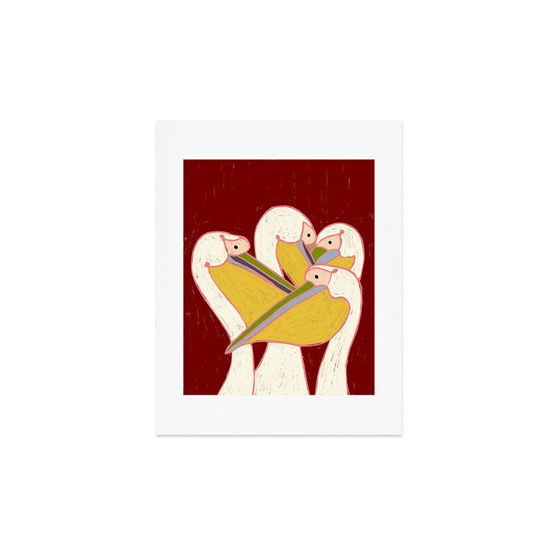 83 Oranges Pelicans Of The Burgundy Sky Art Print