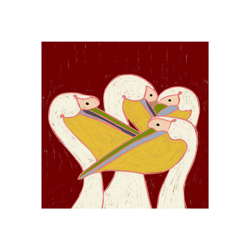 83 Oranges Pelicans Of The Burgundy Sky Art Print