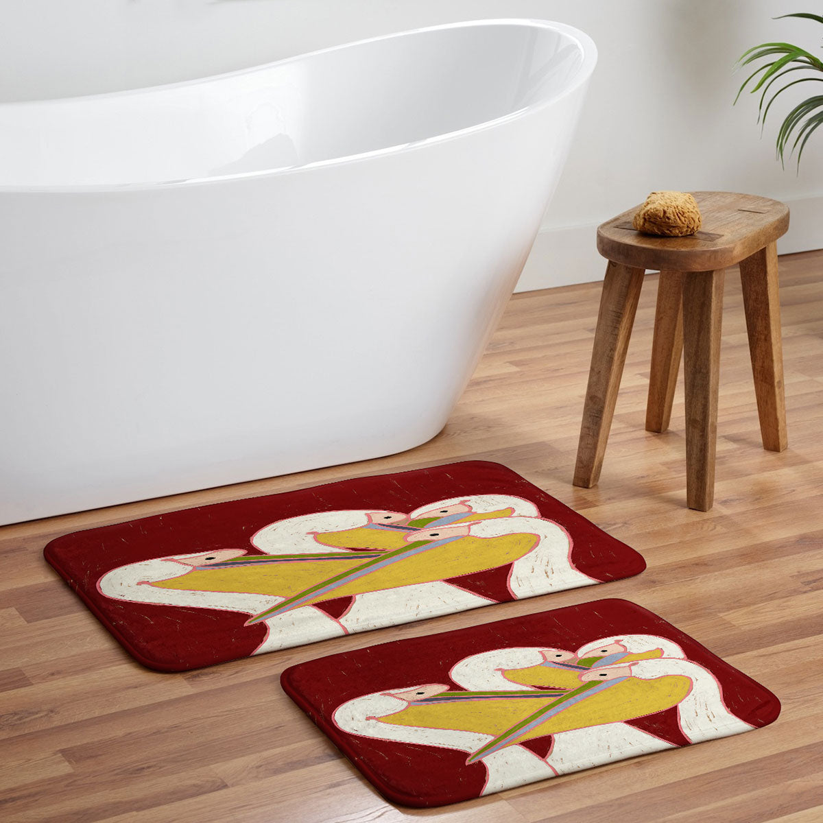 83 Oranges Pelicans Of The Burgundy Sky Memory Foam Bath Mat
