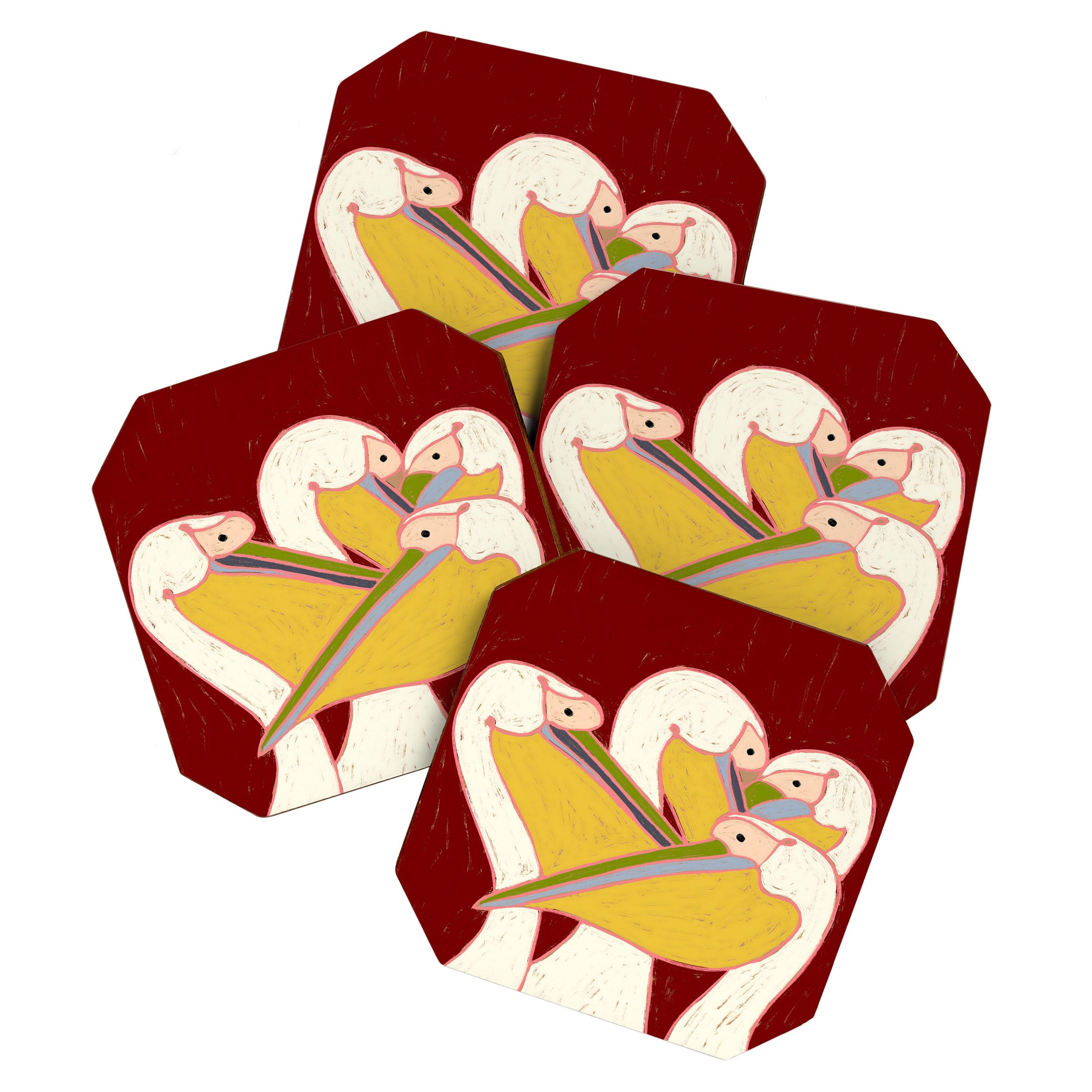 83 Oranges Pelicans Of The Burgundy Sky Coaster Set