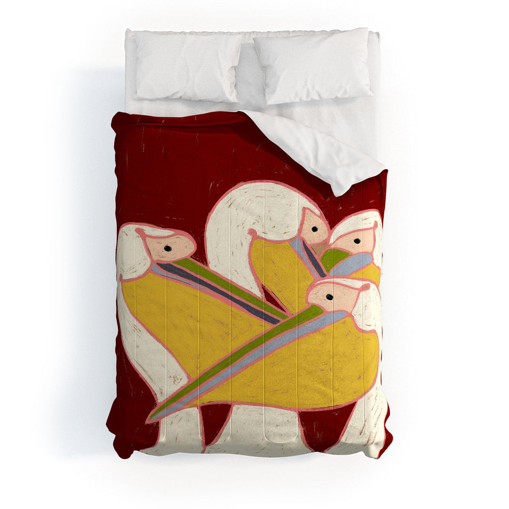 83 Oranges Pelicans Of The Burgundy Sky Comforter