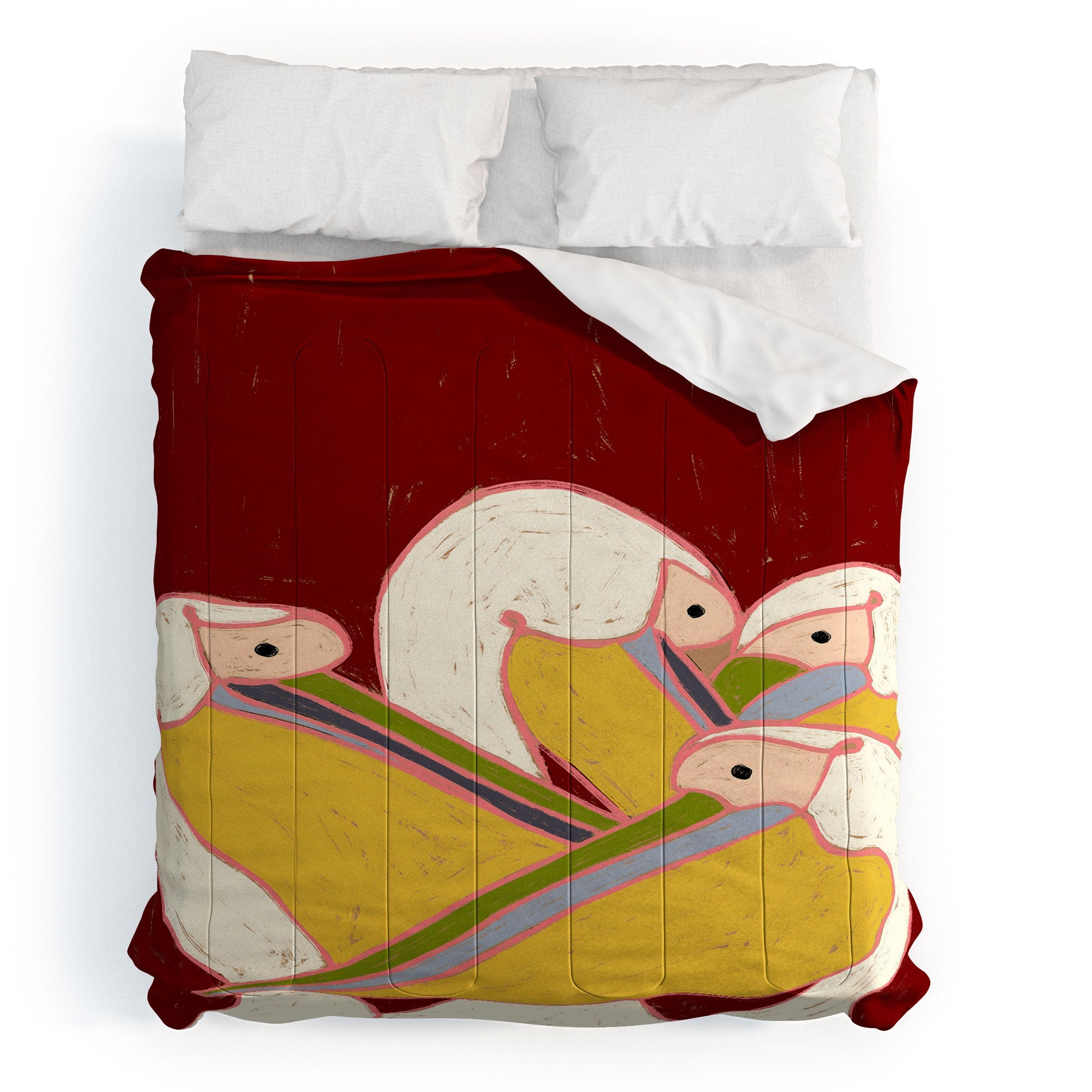 83 Oranges Pelicans Of The Burgundy Sky Comforter