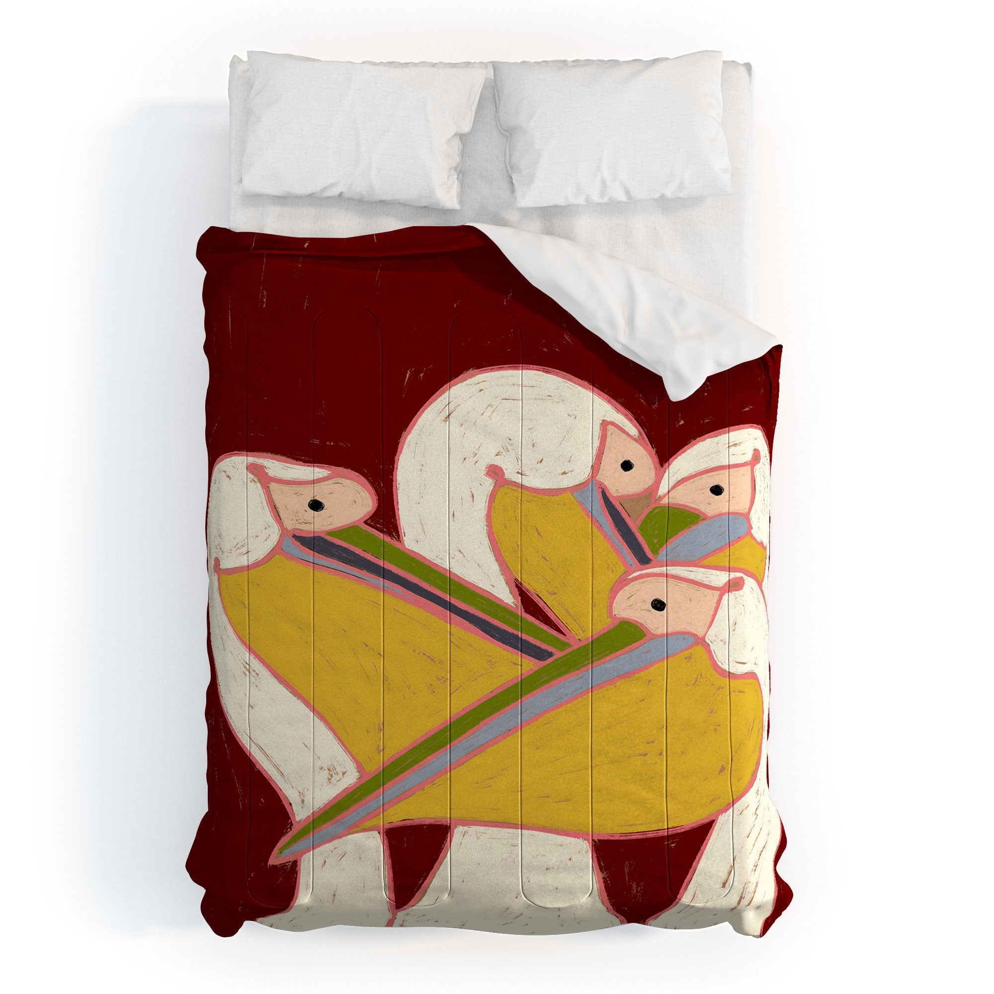 83 Oranges Pelicans Of The Burgundy Sky Comforter