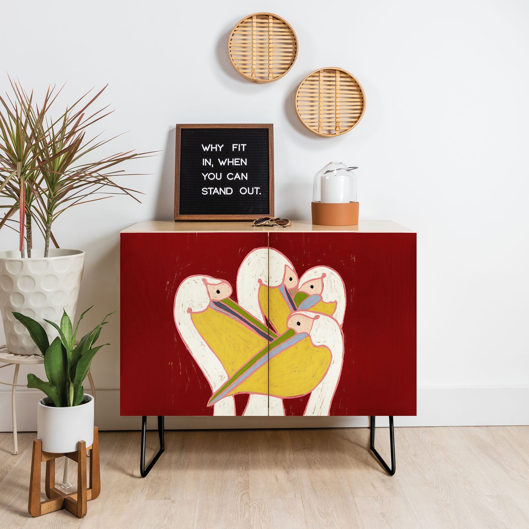 83 Oranges Pelicans Of The Burgundy Sky Credenza