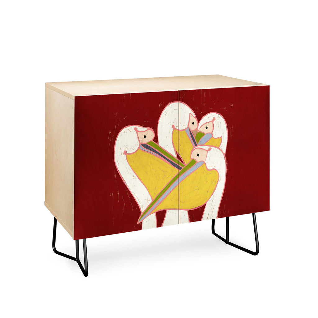 83 Oranges Pelicans Of The Burgundy Sky Credenza
