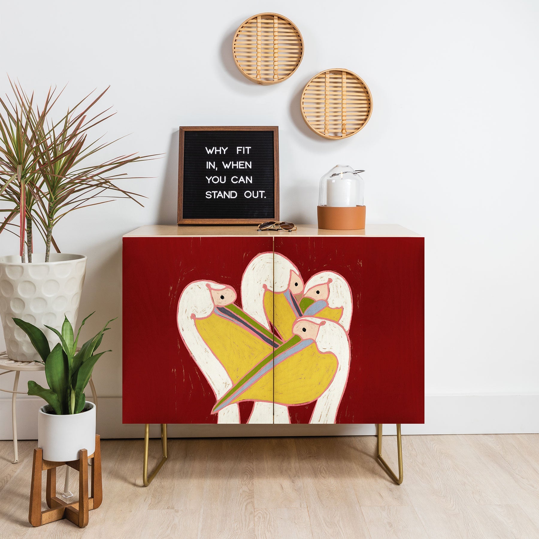 83 Oranges Pelicans Of The Burgundy Sky Credenza