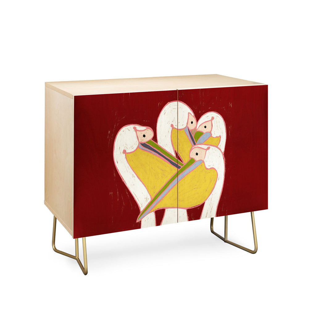 83 Oranges Pelicans Of The Burgundy Sky Credenza