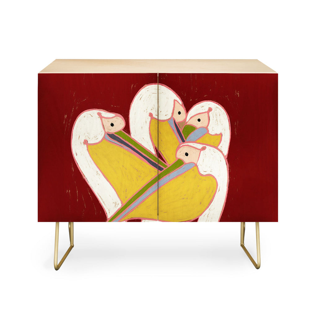 83 Oranges Pelicans Of The Burgundy Sky Credenza