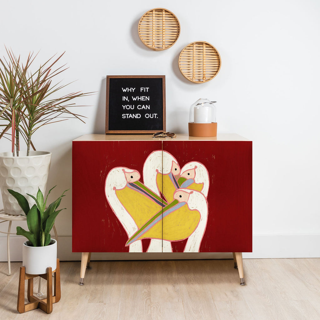 83 Oranges Pelicans Of The Burgundy Sky Credenza