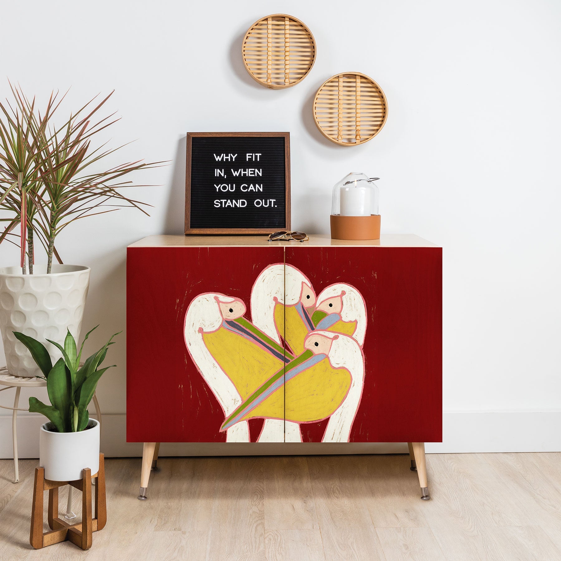 83 Oranges Pelicans Of The Burgundy Sky Credenza