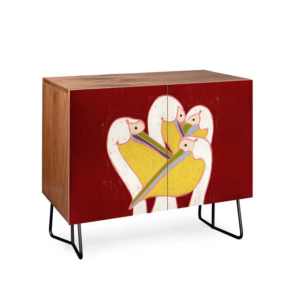 83 Oranges Pelicans Of The Burgundy Sky Credenza