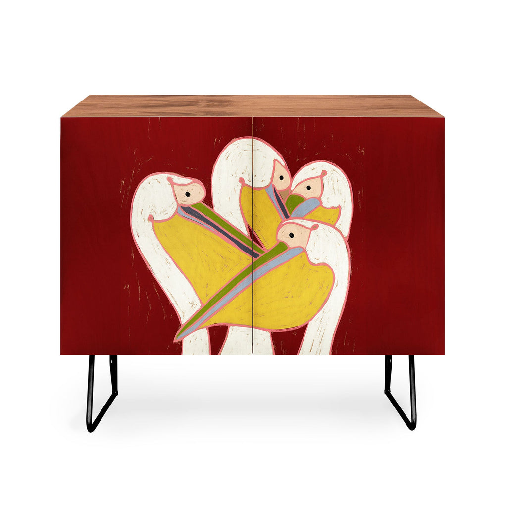 83 Oranges Pelicans Of The Burgundy Sky Credenza