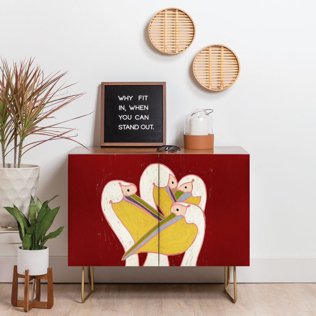 83 Oranges Pelicans Of The Burgundy Sky Credenza