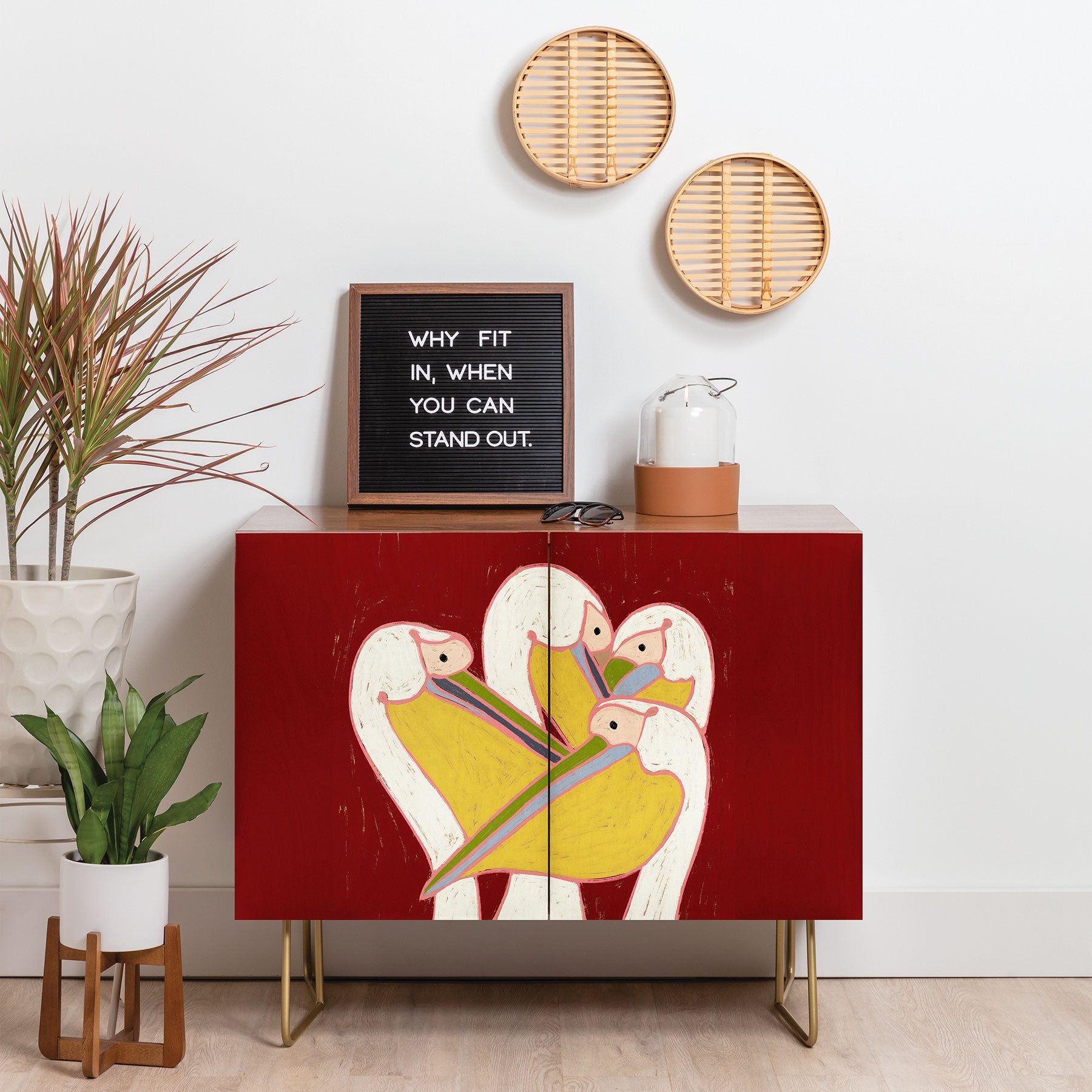 83 Oranges Pelicans Of The Burgundy Sky Credenza