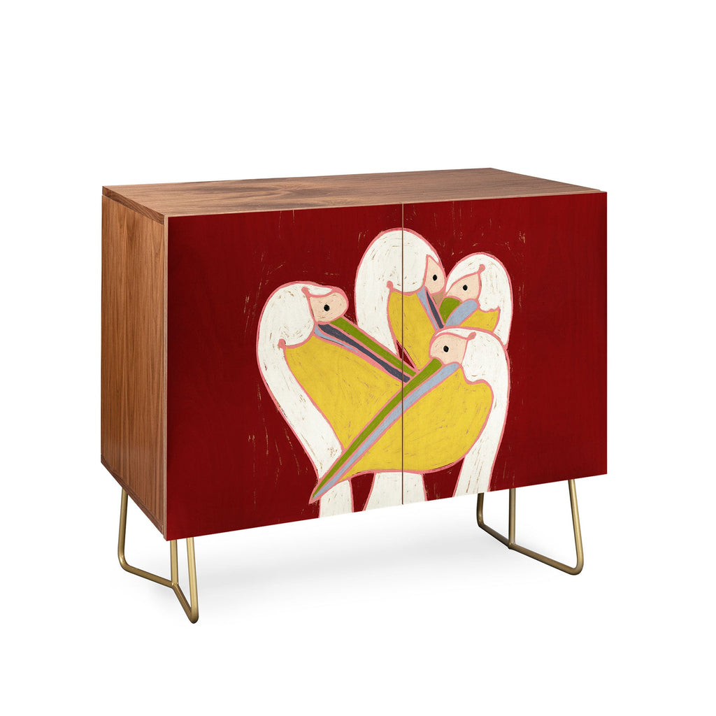 83 Oranges Pelicans Of The Burgundy Sky Credenza