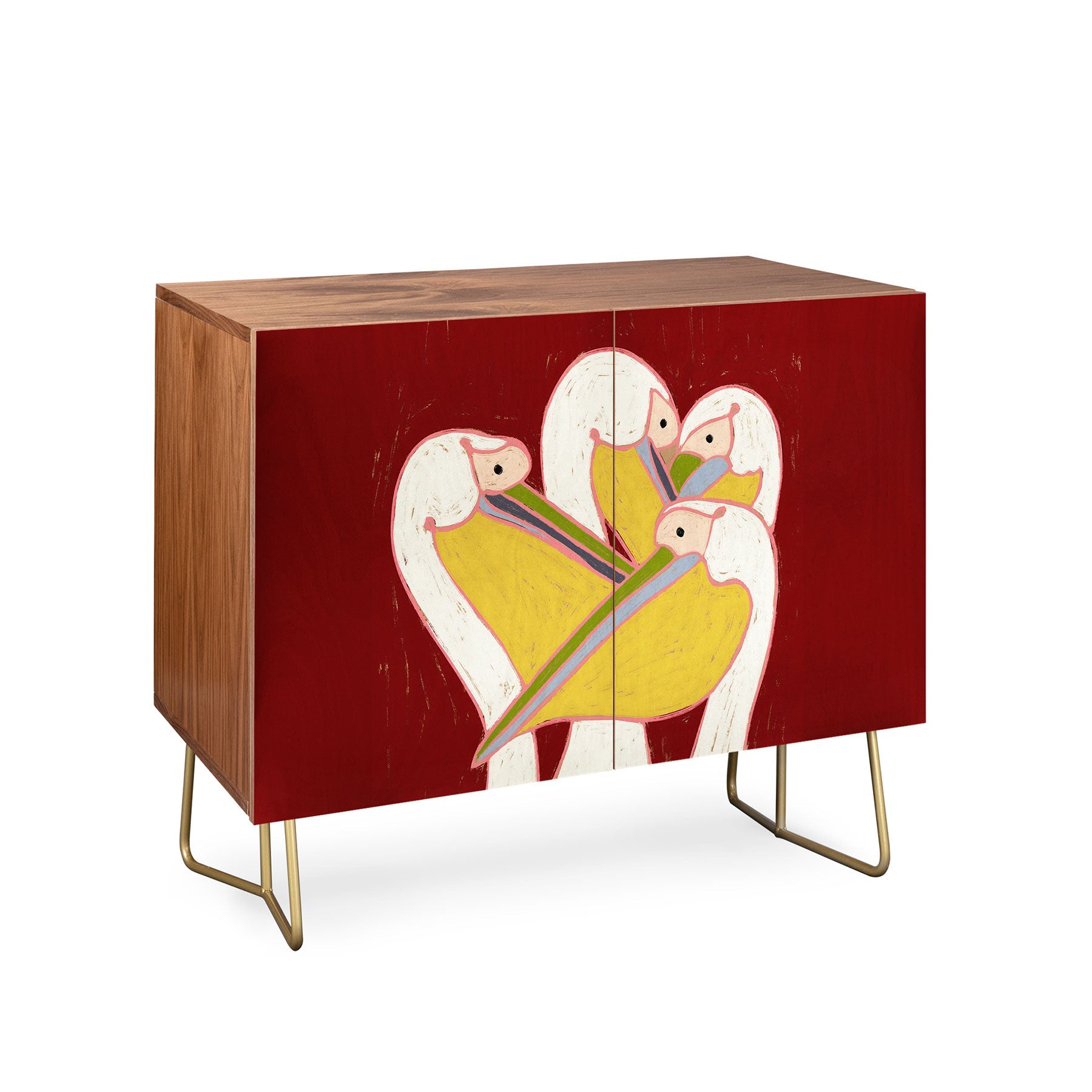83 Oranges Pelicans Of The Burgundy Sky Credenza