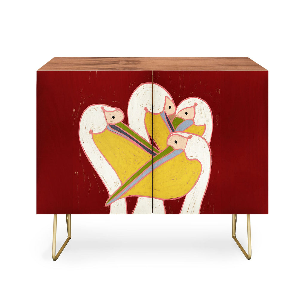 83 Oranges Pelicans Of The Burgundy Sky Credenza