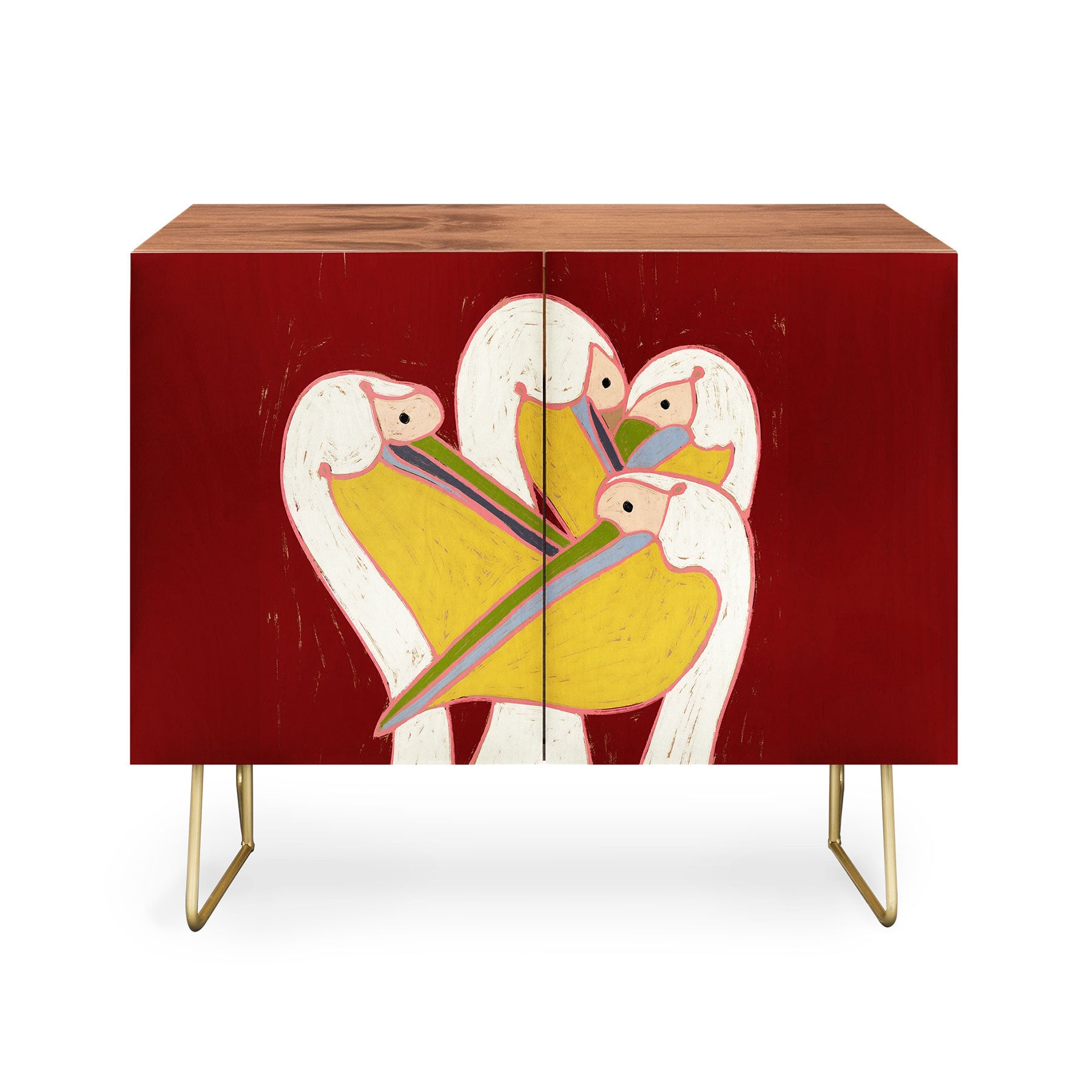 83 Oranges Pelicans Of The Burgundy Sky Credenza