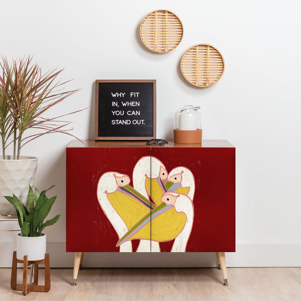 83 Oranges Pelicans Of The Burgundy Sky Credenza