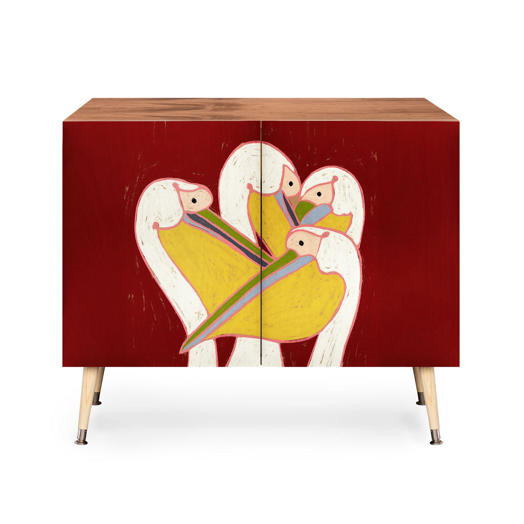 83 Oranges Pelicans Of The Burgundy Sky Credenza